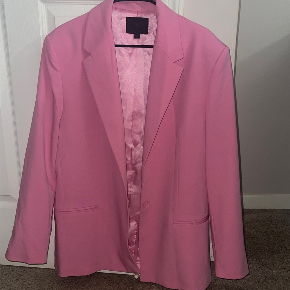 Zara Pink Single-Button Women's Blazer